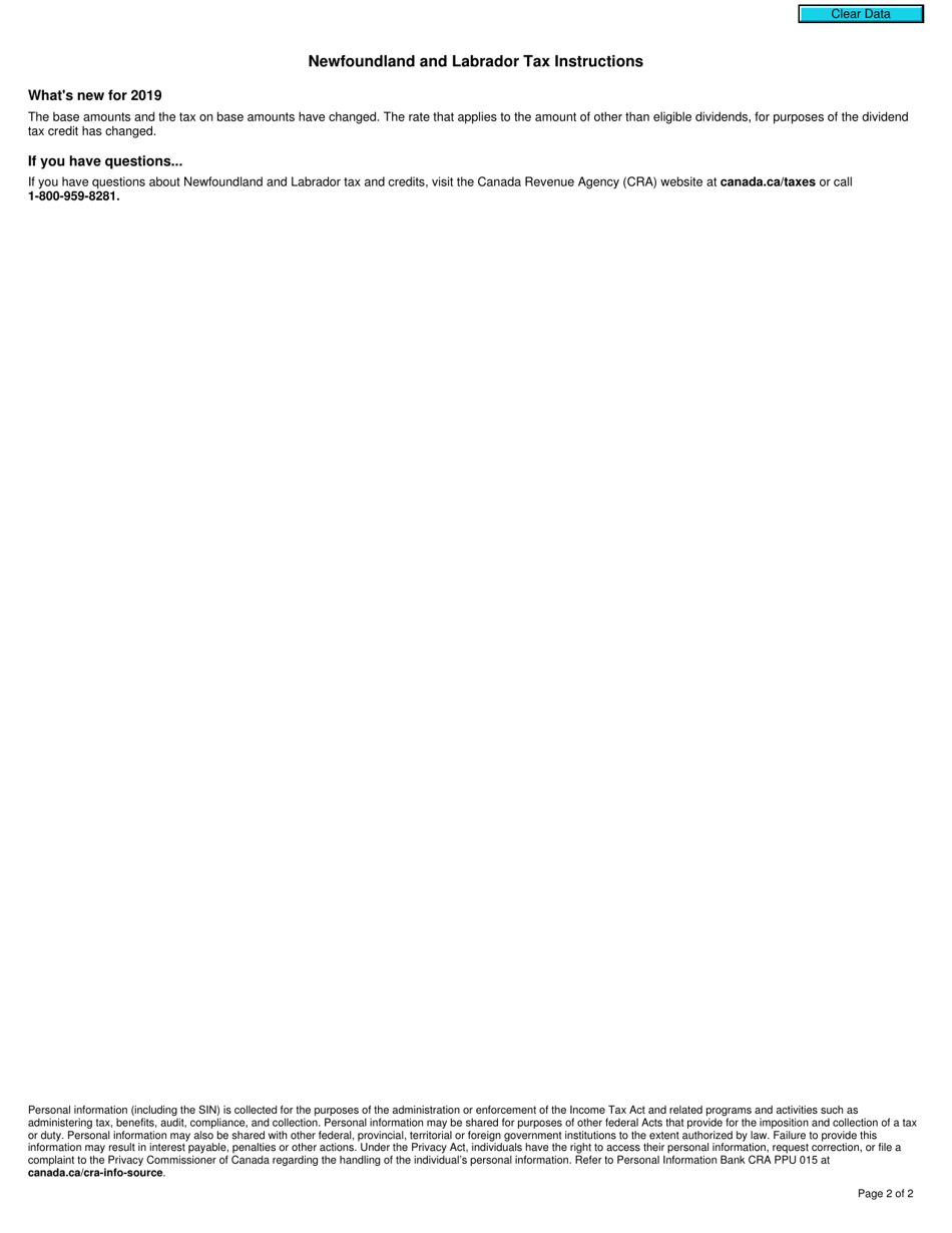 Form T3NL Newfoundland and Labrador Tax - Canada, Page 2