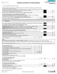 Document preview: Form T3 Schedule 11A Donations and Gifts Tax Credit Calculation - Canada