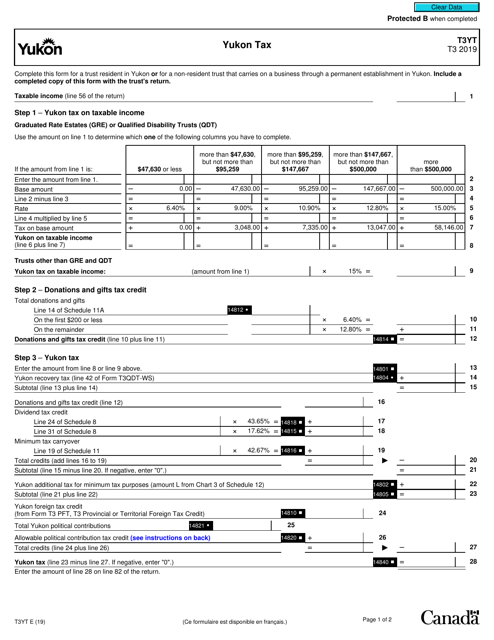 Form T3YT 2019 Printable Pdf