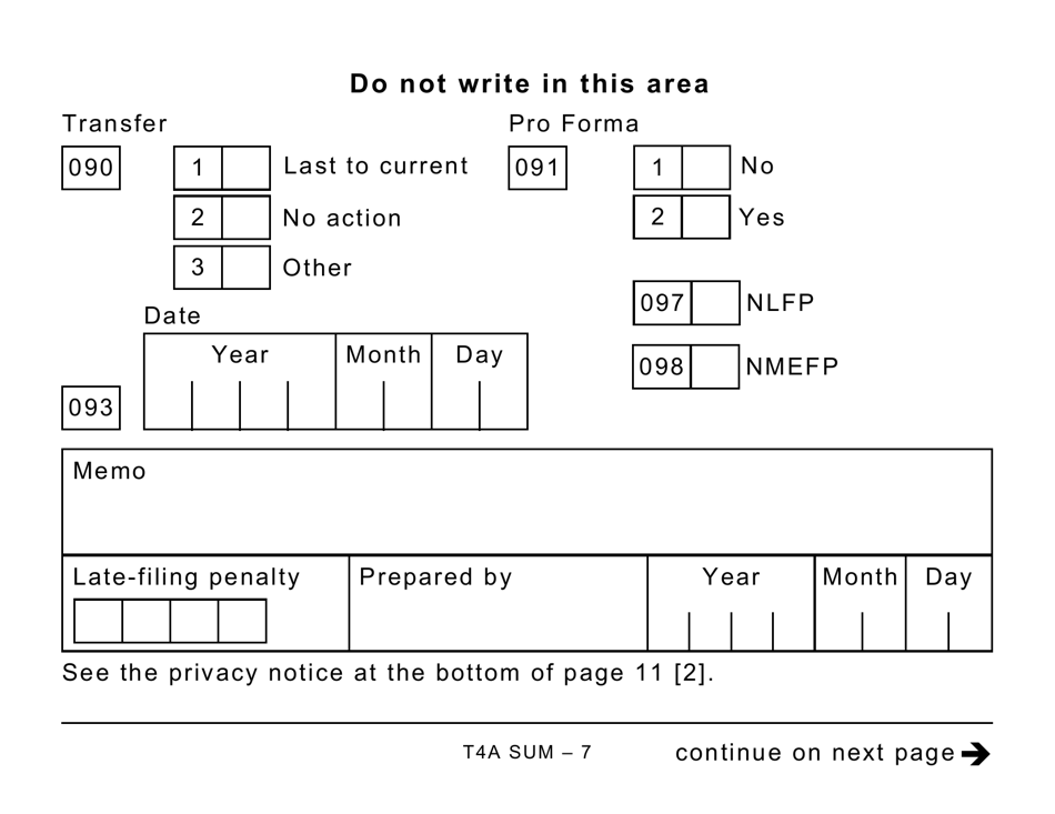 Form T4ASUM Summary of Pension, Retirement Annuity, and Other Income - Large Print - Canada, Page 7