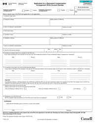 Document preview: Form T733 Application for a Retirement Compensation Arrangement (Rca) Account Number - Canada