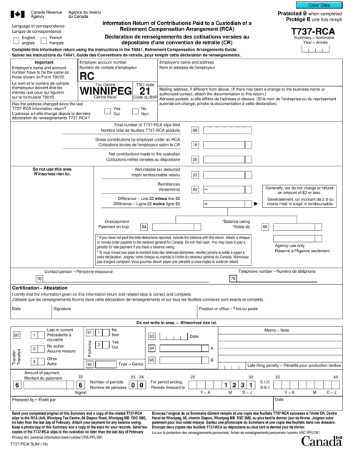 Form T737-RCASUM  Printable Pdf