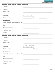 Form L300 Schedule B Information Relating to Individuals, Partners, Directors, Officers or Shareholders (To Support a Cannabis Licence Application) - Canada, Page 2