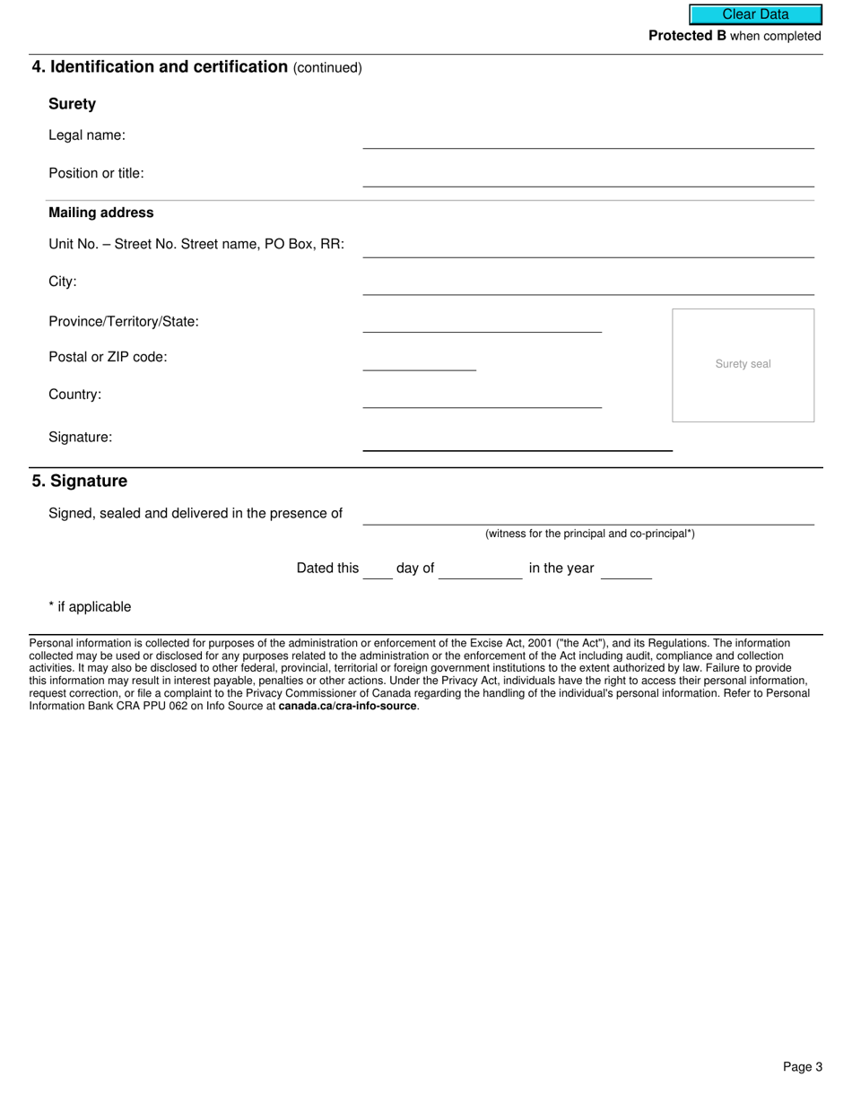 Form L302 Surety Bond for Cannabis - Canada, Page 3