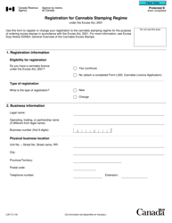 Form L301 Registration for Cannabis Stamping Regime Under the Excise Act, 2001 - Canada