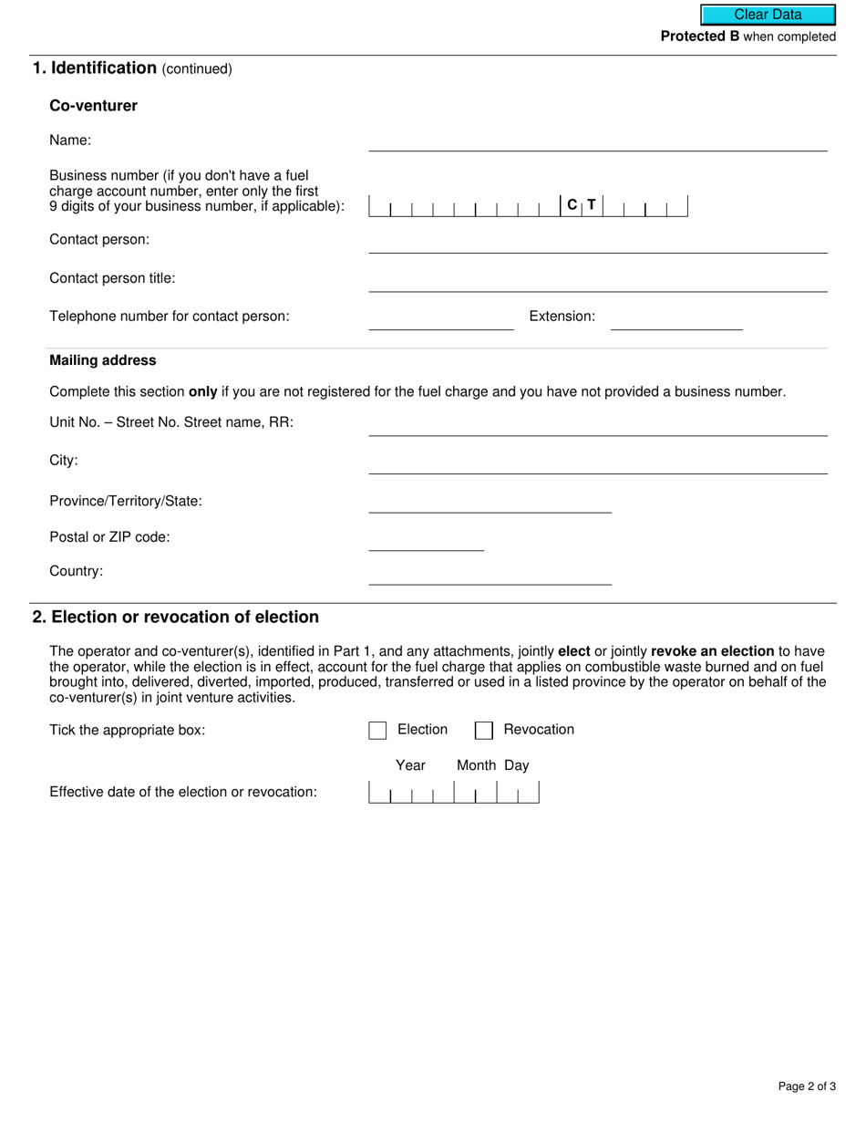 Form L406 Election or Revocation of an Election to Have the Joint Venture Operator Account for the Fuel Charge Under Part 1 of the Greenhouse Gas Pollution Pricing Act - Canada, Page 2