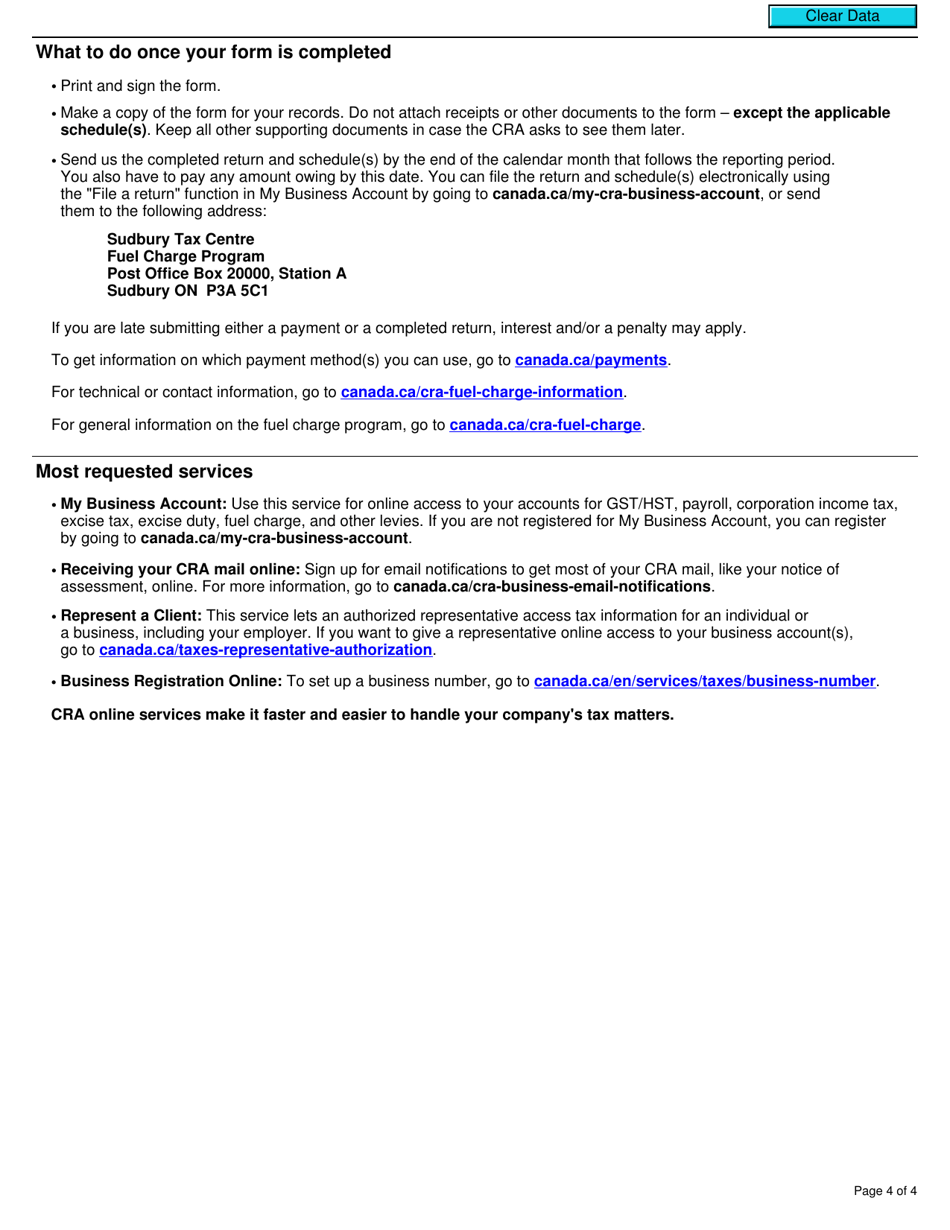 Form B401 Fuel Charge Return for Non-registrants Under the Greenhouse Gas Pollution Pricing Act - Canada, Page 4