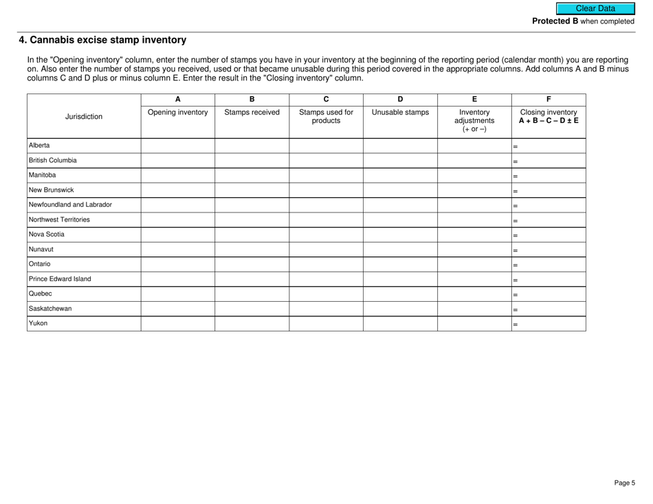 Form B300 Cannabis Duty and Information Return Under Excise Act, 2001 - Canada, Page 5