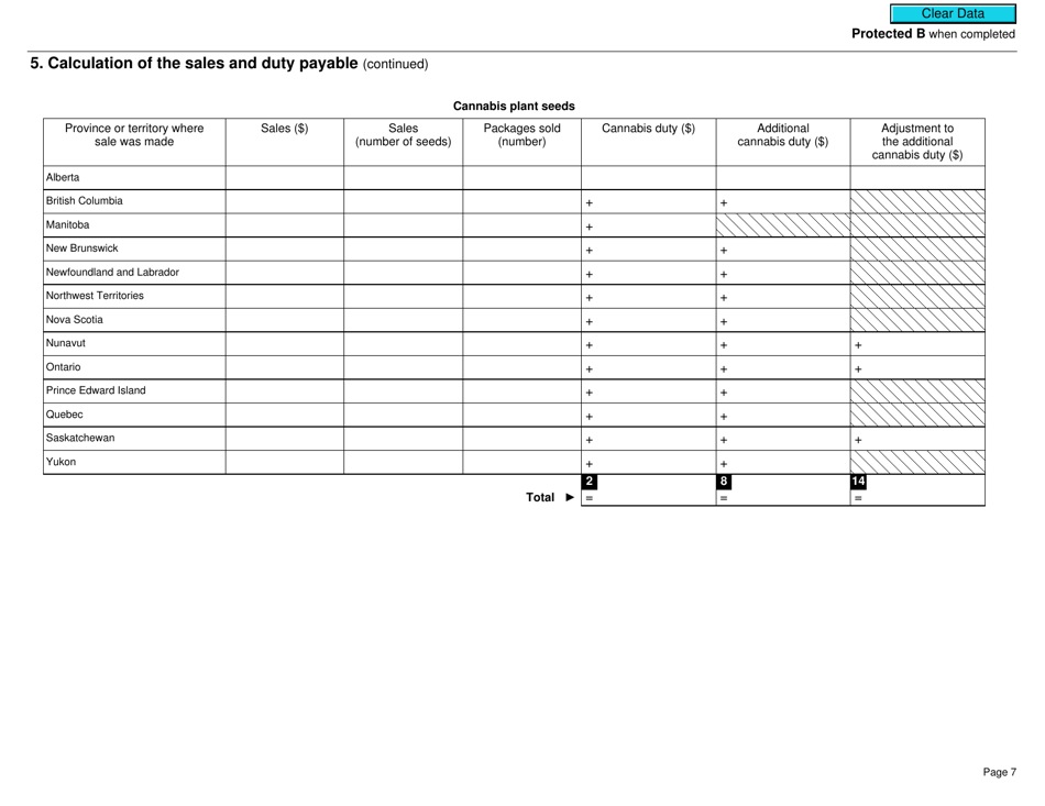 Form B300 Cannabis Duty and Information Return Under Excise Act, 2001 - Canada, Page 7