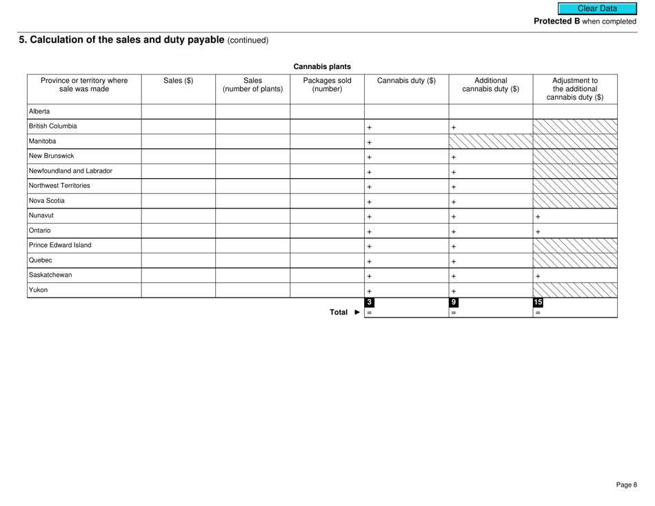 Form B300 Cannabis Duty and Information Return Under Excise Act, 2001 - Canada, Page 8