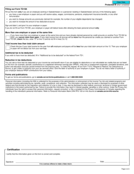 Form TD1SK Saskatchewan Personal Tax Credits Return - Canada, Page 2