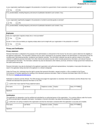 Form T625 Application for Qualified Canadian Journalism Organization Designation - Canada, Page 10