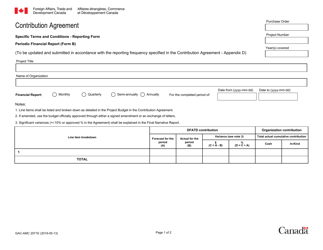 Form B (GAC-AMC2571) &quot;Contribution Agreement Periodic Financial Report&quot; - Canada (English/French)
