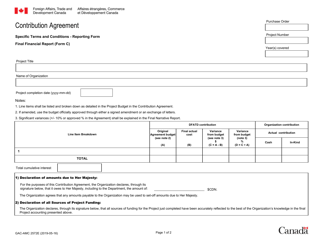 Form C (GAC-AMC2572) &quot;Contribution Agreement Final Financial Report&quot; - Canada (English/French)