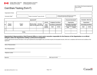 Form F (GAC-AMC2273) &quot;Contribution Agreement Cost-Share Tracking&quot; - Canada (English/French)