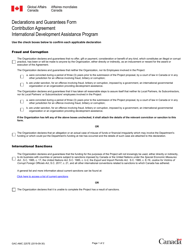 Form GAC-AMC2257 &quot;Declarations and Guarantees Form - Contribution Agreement&quot; - Canada (English/French)