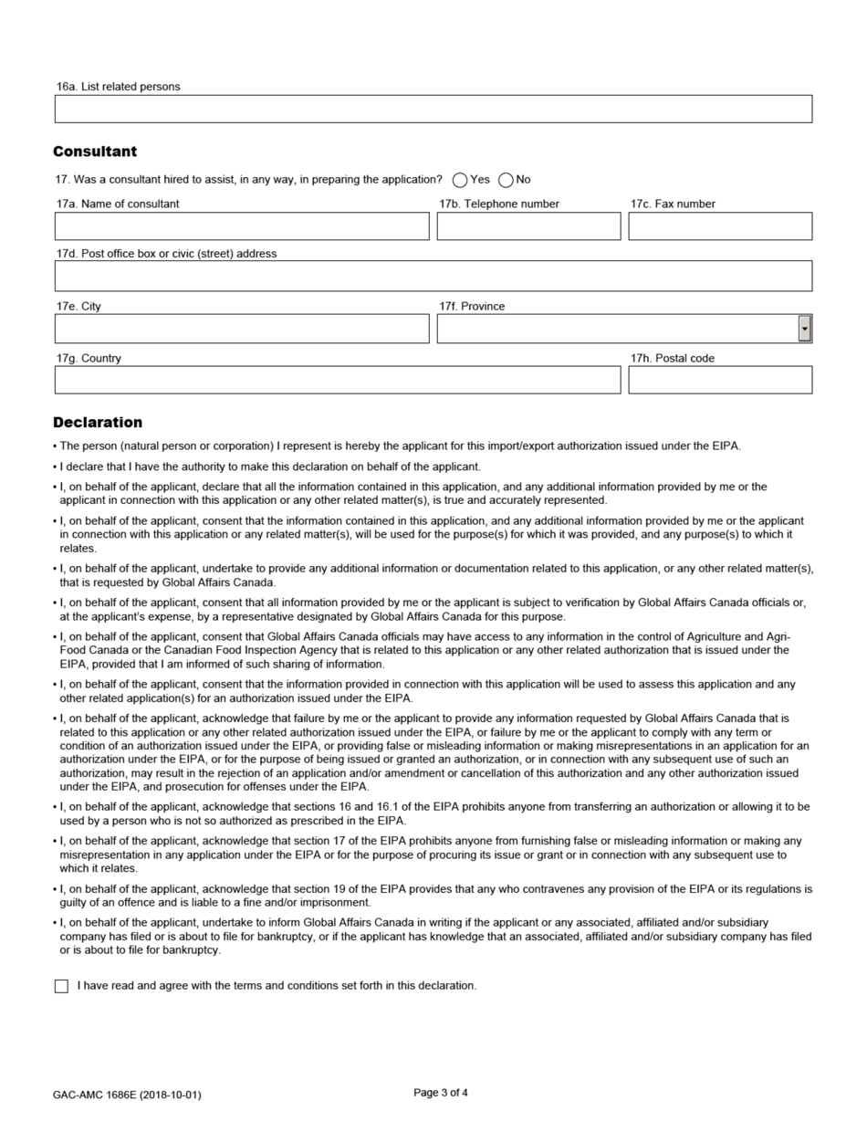 Form GAC-AMC1686E Application for a Share of the Beef and Veal Trq - Canada (English / French), Page 3