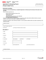 Form GAC-AMC1043-2 Application for Brokering Permit (Firearm Detail Form) - Canada (English/French)