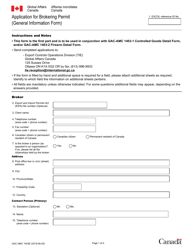 Form GAC-AMC1403 &quot;Application for Brokering Permit (General Information Form)&quot; - Canada (English/French)