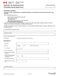 Form GAC-AMC1403-1 Application for Brokering Permit (Controlled Goods Detail Form) - Canada (English/French)