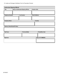 Labels and Packages Certification Form for Prescription Products - Canada, Page 10