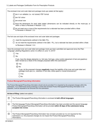 Labels and Packages Certification Form for Prescription Products - Canada, Page 3
