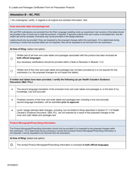 Labels and Packages Certification Form for Prescription Products - Canada, Page 6