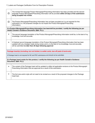 Labels and Packages Certification Form for Prescription Products - Canada, Page 7