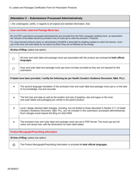 Labels and Packages Certification Form for Prescription Products - Canada, Page 8