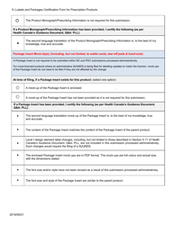 Labels and Packages Certification Form for Prescription Products - Canada, Page 9