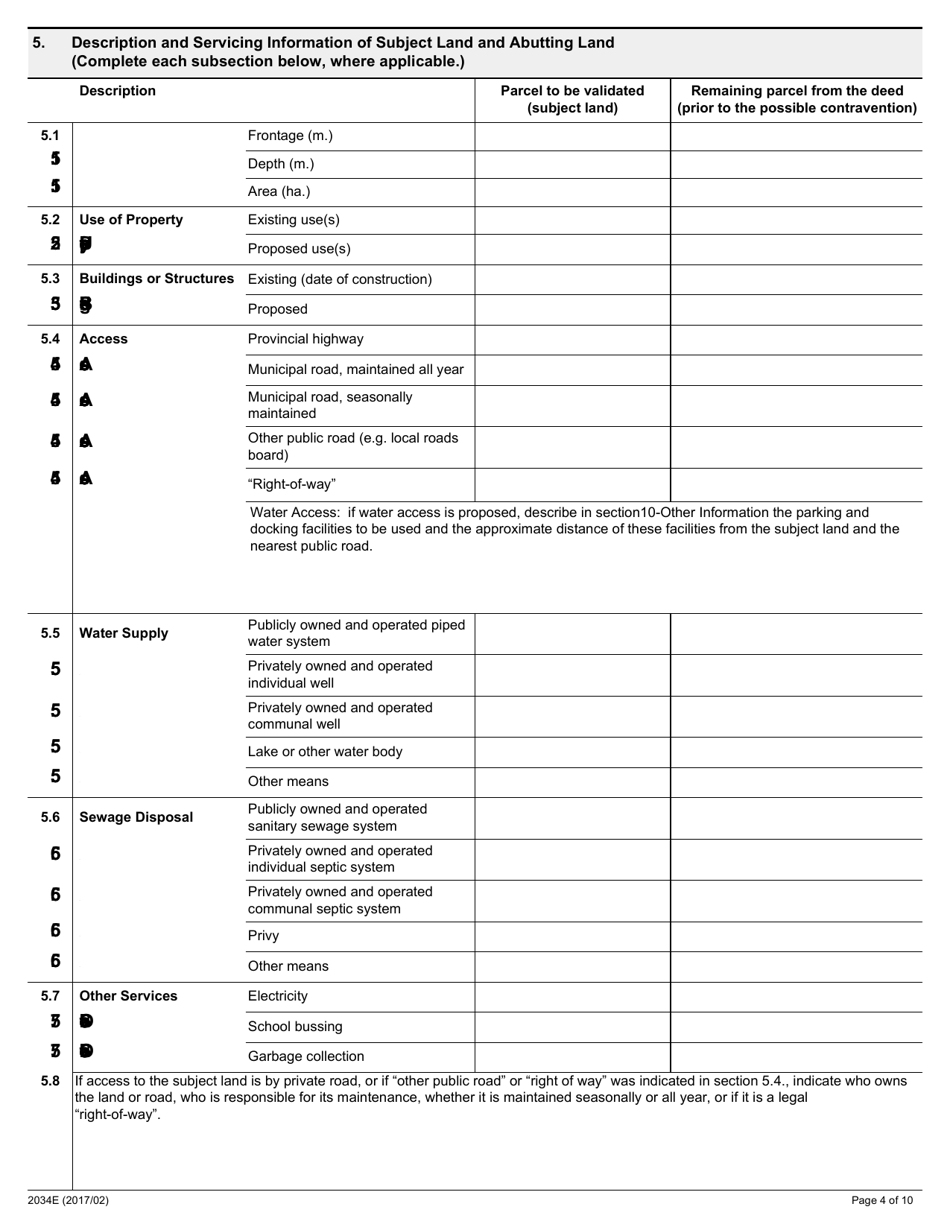 Form 017-2034E Application for Validation Order - Ontario, Canada, Page 4