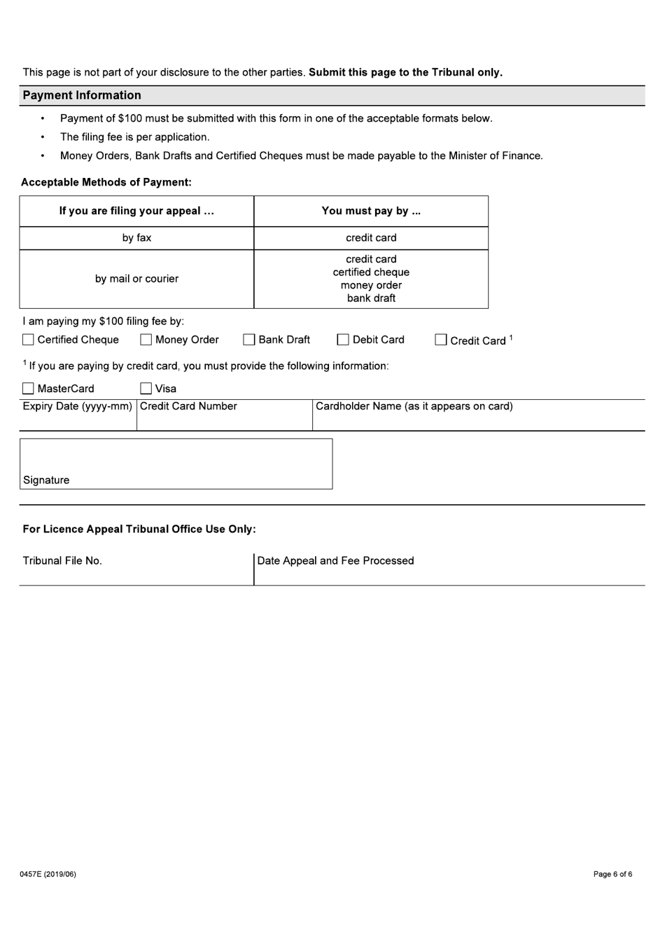 Form 0457E Application by an Injured Person for Auto Insurance Dispute Resolution Under the Insurance Act - Ontario, Canada, Page 6