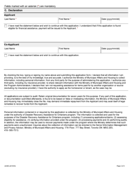Form 2234E Disaster Recovery Assistance for Ontarians: Application Form for Homeowners and Tenants - Ontario, Canada, Page 2