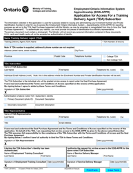 Form 1791E &quot;Application for Access Training Delivery Agent (Tda) Subscriber&quot; - Ontario, Canada