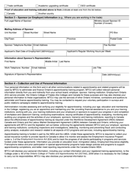 Form 12-1661E Application for Apprenticeship Training - Ontario, Canada, Page 3