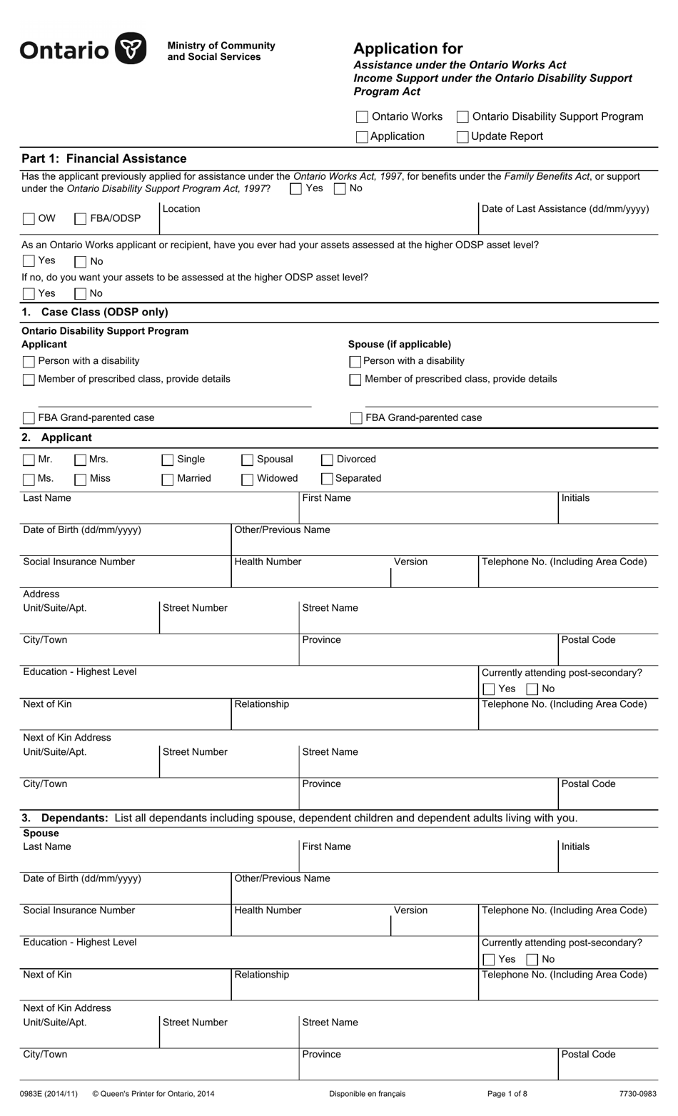 Printable Odsp Application Form Printable Form, Templates and Letter
