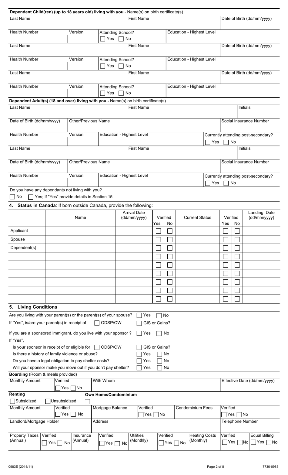 Form 0983e Fill Out Sign Online And Download Fillable Pdf Ontario Canada Templateroller 7887