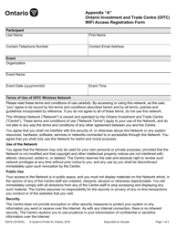 Form 0051E Appendix A &quot;Ontario Investment and Trade Centre (Oitc) Wifi Access Registration Form&quot; - Ontario, Canada
