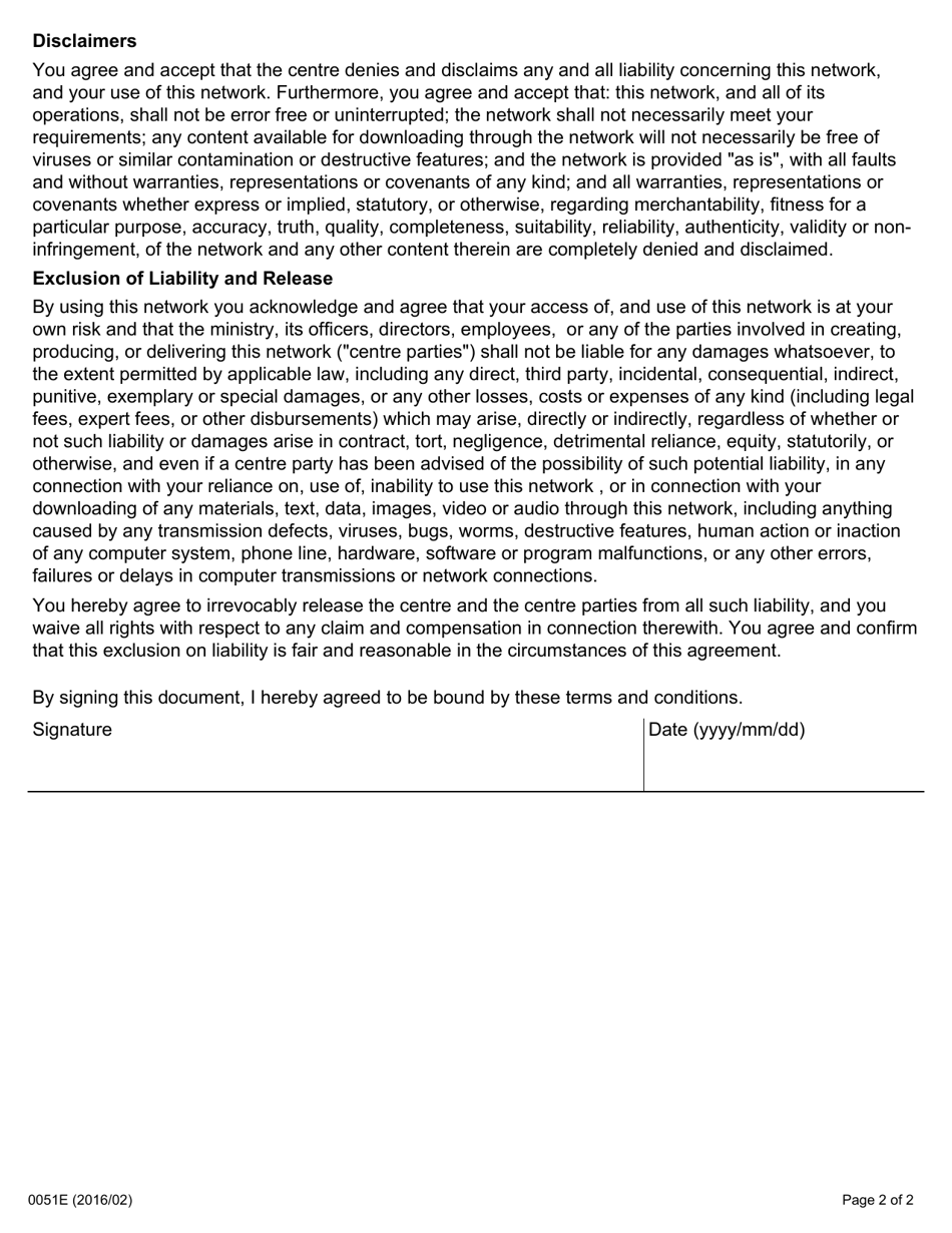 Form 0051E Appendix A Ontario Investment and Trade Centre (Oitc) Wifi Access Registration Form - Ontario, Canada, Page 2