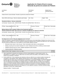 Form SR-LD-054E Application for Ontario Driver&#039;s Licence - Ontario, Canada (English/French)