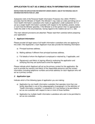 Document preview: Instructions for Application to Act as a Single Health Information Custodian - Canada