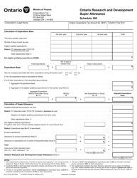 Form 1512A Schedule 160 &quot;Ontario Research and Development Super Allowance&quot; - Ontario, Canada