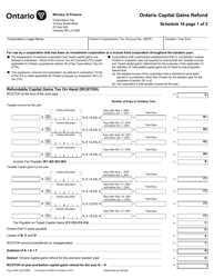 Document preview: Form 1534F Schedule 18 Ontario Capital Gains Refund - Ontario, Canada