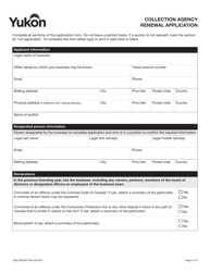 Form YG5125 Collection Agency Renewal Application - Yukon, Canada, Page 3