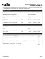 Form YG5310 Collection Agency Employee Renewal Application - Yukon, Canada, Page 3