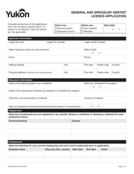Form YG5097 General and Specialist Dentist Licence Application - Yukon, Canada, Page 3