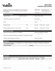 Form YG5098 Denturist Licence Application - Yukon, Canada, Page 3