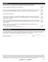 Form YG5098 Denturist Licence Application - Yukon, Canada, Page 4