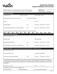 Form YG5322 Insurance Broker Licence Renewal Application - Yukon, Canada, Page 3