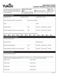 Form YG5130 Insurance Agent Licence Renewal Application - Yukon, Canada, Page 2